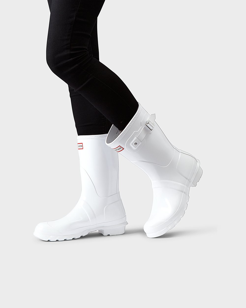 Women Hunter Original Gloss | Short Rain Boots White | NZ-52496-NRMH